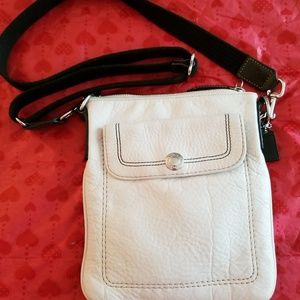 Black/white dimpled leather crossbody